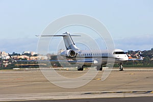 Private jet airliner on tarmac