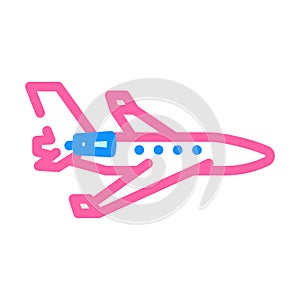 private jet airplane aircraft color icon vector illustration