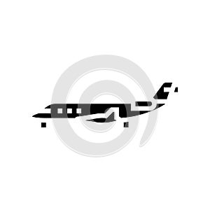 private jet airplane aircraft glyph icon vector illustration