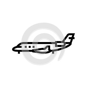 private jet airplane aircraft line icon vector illustration