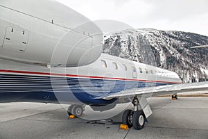 A private jet at the airport of St Moritz