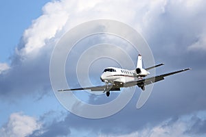 Private jet on approach to land