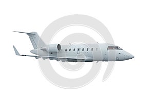 Private jet fly isolated on white background