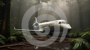 Private Jet In A Forest: A Surreal Blend Of Nature And Luxury