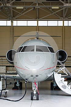 Private Jet in hangar