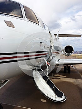 Private Jet parked at an Airport.