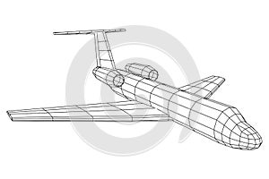 Private Jet Plane Abstract polygonal wireframe airplane.