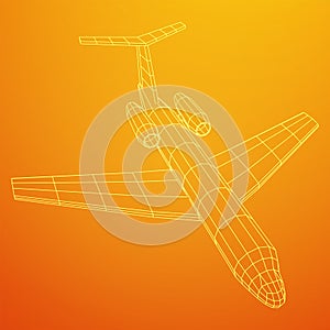 Private Jet Plane Abstract polygonal wireframe airplane.