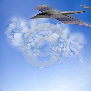 Private jet plane in the sky with nice background