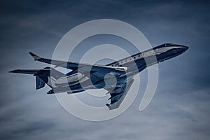 Private Jet PLane in the sky at sunset