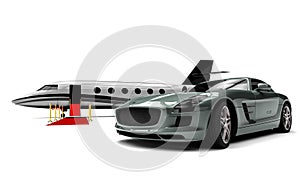 Private Jet and private sport car