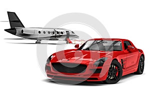 Private Jet and private sport car