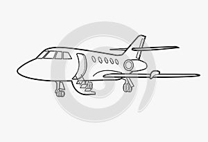 Private jet vector icon. Business jet illustration