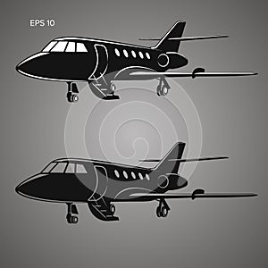 Private jet vector icon. Business jet illustration.