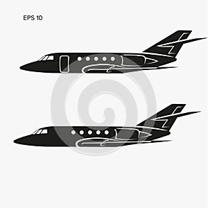 Private jet vector icon. Business jet illustration flat design.