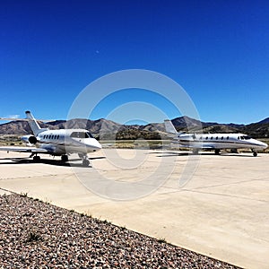 Private Jets parked at an airport