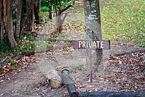 Private Keep Out Sign In A Garden