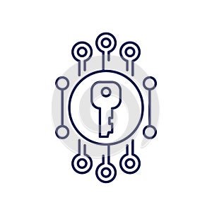 private key, encryption line icon