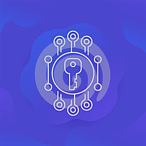 private key or encryption line icon, vector