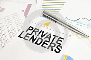 Private Lenders. Sheet of note paper with text on a white background