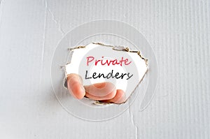 Private lenders text concept