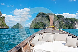 Private longtail boat trip, Krabi, Thailand. landmark, destination, Asia Travel, vacation, wanderlust and holiday concept