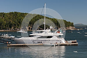 Private luxury yacht at marina