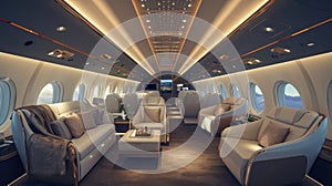 Private modern business Jet Interior