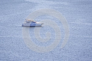 Private motor yacht on the water