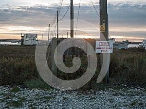 private parking house boat only beach front sign wooden post retro