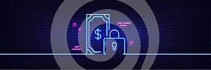 Private payment line icon. Dollar sign. Neon light glow effect. Vector
