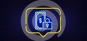 Private payment line icon. Dollar sign. Neon light speech bubble. Vector