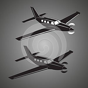 Private plane vector illustration icon. Single engine propelled aircraft.