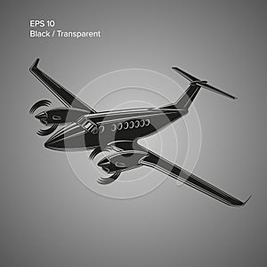 Private plane vector illustration. Twin engine propelled aircraft. Vector illustration.