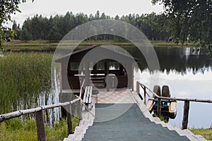 Private pond in the summer in the countryside