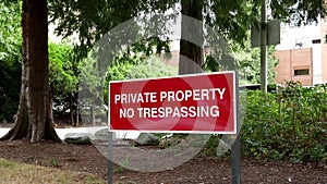 Private property no trespassing sign