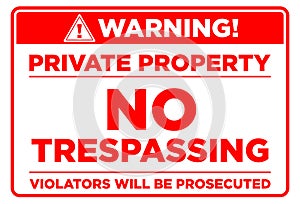 Private property prohibition sign
