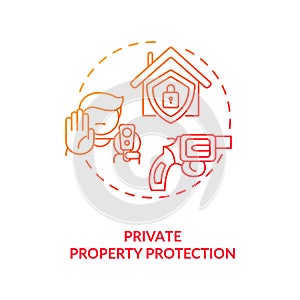 Private property protection red gradient concept icon
