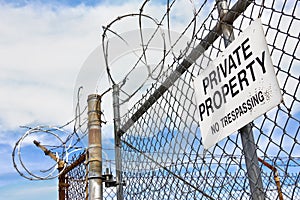 Private Property Sign on Fence