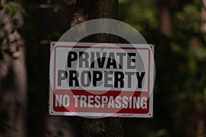 Private Property sign guarding someone's yard