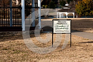 Private Property sign near gazebo