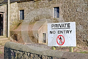Private property sign, no entry for members of the public