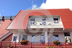 Private residential home balcony windows flowers