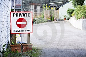 Private residents only sign at car park entrance