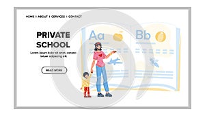 Private School Teacher Teaching Pupil Kid Vector