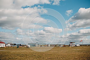 Private small airport field in autumn season