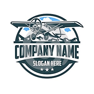 Private Small Plane Rental Company Emblem Logo Vector Isolated