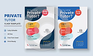 Private Tutor Flyer Template, Home Tuition Flyer, Online Tutors Flyer Template, Course Poster Template, Education Flyer