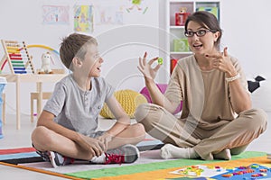 Private tutor teaching child