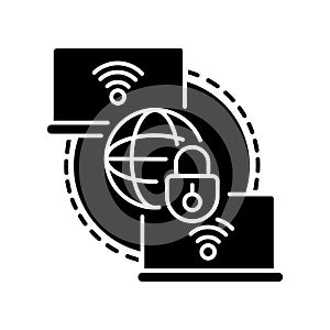 Private WAN black glyph icon